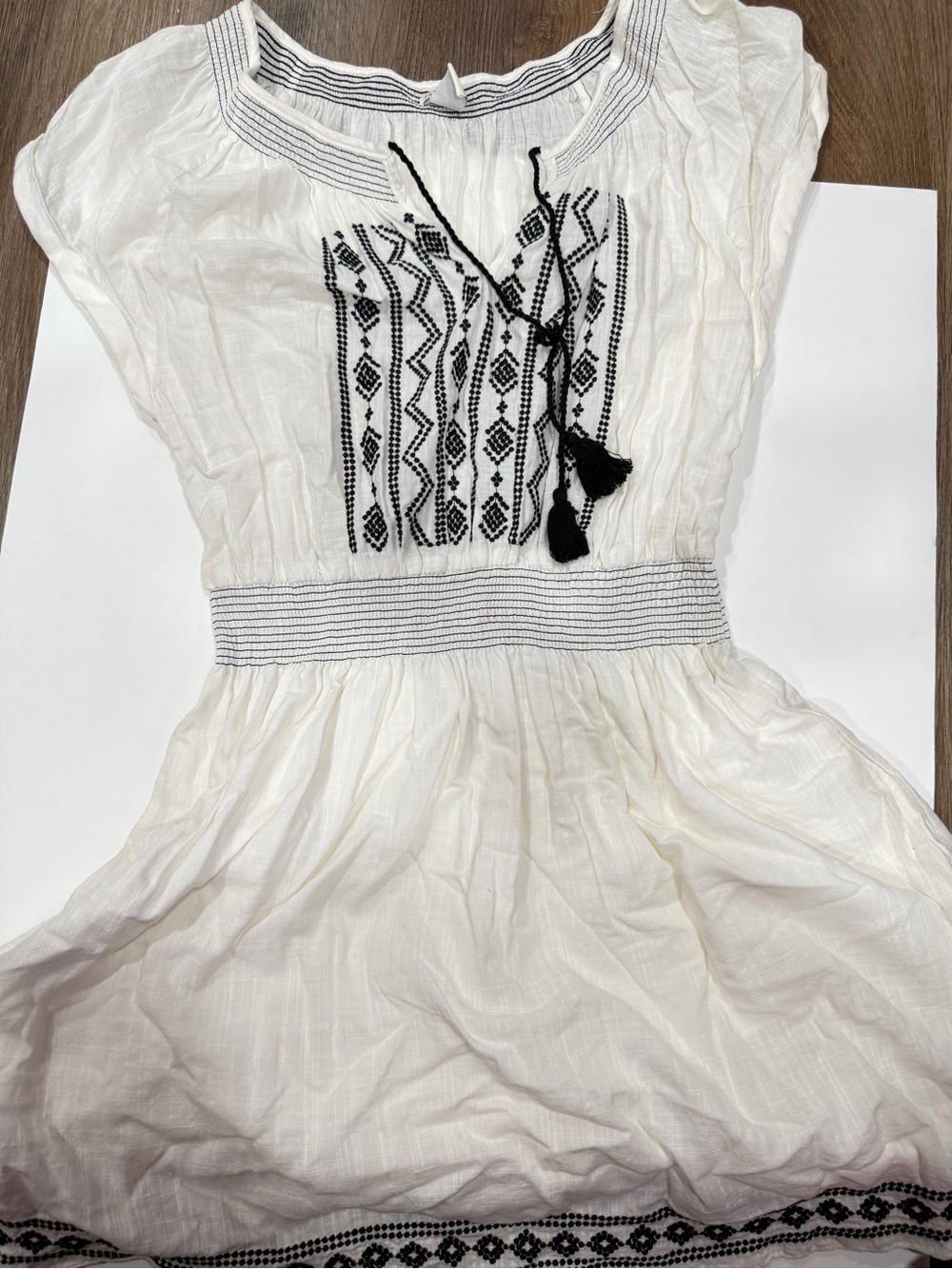Forever 21 White Mini Dress with Black Embroidered Detail